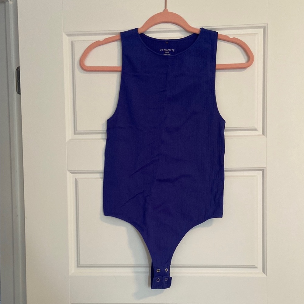 Dynamite Blue Bodysuit Sleeveless Crew Neck